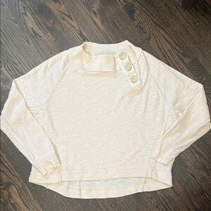 We The Free Ivory Knit Top with Button Accent